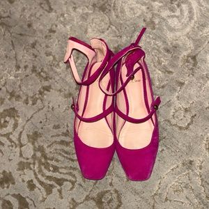 J Crew Magenta Flats Ankle Straps